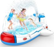 WELIN Kids Splash Pad - 68" Sprinkler Mat, Summer Outside Backyard Inflatable Swimming Pool 3-in-1 Splash Play Mat Garden Water Games Toys Gifts for Toddlers Boys Girls Ages 4-8, Dogs (Airplane)