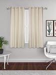 Set of 2 Pcs Premium Jute Natural Feel Fabric Solid Cream Color Room Darkening Eyelet Window Curtain, 2 Pc Window Curtain 5ft