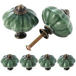 TsunNee 12PCS Ceramic Cabinet Knobs, Chic Drawer Knobs, Antique Pumpkin Kitchen Cupboard Handles, Round Furniture Door Knobs