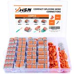 Zhushan 230 PCS Lever Wire Nuts Connectors Kit - Electrical Connectors 28-12 AWG, 2/3/4/5 Conductor Combination - Compact Splicing, Quick Disconnect Wire Splice - Bases & Screws Included