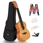 Enya Concert Ukulele 23 Inch Solid Mahogany Top Ukelele for Beginner with Gig bag, Capo, Strap, Strings, Pick (EUC-25D Nature Concert)