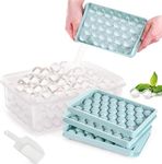 HomeCloud Round Ice Cube Trays (33x3=99Cubes) - Perfect for Chilled Drinks | Complete Set with 3 Packs of Pink Trays, Ice Bin with Lid and Scoop - BPA Free, Easy Release & Stackable (Blue)