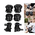 Protective Gear Set Set 6 in 1 Protective Knee Elbow Pads Wrist Guards Cushioned Skateboard Pad for Adults Teens Kids Skating Cycling Skateboard Scooter Rollerblading Roller Skating