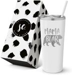 Mama Bear Mug - Vacuum Insulated Stainless Steel Mama Bear Tumbler with Lid and Straw - Mama Birthday Cup - Mama to Be - Mother's Day - New Mom - Mom Gift - Best Mom Present - Mama Travel Tumbler