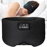 LC-dolida Sleep Mask with 5.4 Bluetooth Headphones, Silk Sleep Headphones, Total Bluetooth Eye Mask for Sleeping, Sleep Soft Mask for Women Men, All Night Sleep, Travel(Dark Black)