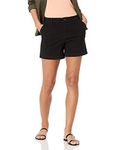 Amazon Essentials Women's Mid-Rise Slim-Fit 5-Inch Inseam Chino Shorts (Available in Straight and Curvy Fits), Black, 10-12