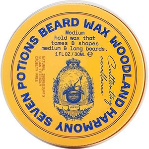 SEVEN POTIONS Natural Beard Styling Wax for Medium Hold - 1 oz, Shapes and Nourishes Without Stiffness (Woodland Harmony)