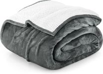 Sunny Forrest Flannel Fleece Sherpa Fluffy Dark Grey Blanket for Coach. (Dark Grey, 90 * 90 inch)