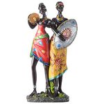 Gifts 'n' Greetings Polyresin African Couple Show Piece, 14 Cms x 8 Cms x 30 Cms, Black, 1 Piece