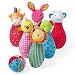 THE TWIDDLERS - 7 Pcs Baby Skittles Bowling Set with Rattles - Soft Plush Sensory Learning Toys for Babies & Toddlers