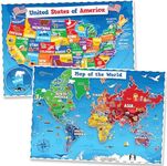 United States & World Map Poster fo