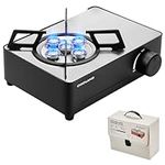 Odoland 7500BTU Camping Butane Stove with Compact Carry Case, CSA Certified Portable Gas Stove for Backpacking,Picnic,Outdoor Adventures,Black