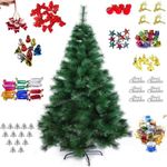 Vikrida 4.5 Feet Artificial Pine Green Christmas Tree with 68 Pcs Decoration Ornaments Perfect for Christmas Decoration