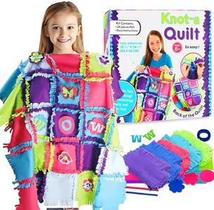 HKKYO Fleece Blanket Making Kit for Kids, No Sew Fleece Blanket Kit, Tie Blankets Fleece Kit, Flower Fleece Quilt, Crafts for Girls, Sew Craft Kit, Quilt Making Kit for Kids