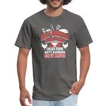 Spreadshirt Meat Smoking Pork Pulling BBQ Pit Master Men's T-Shirt, 2XL, Charcoal