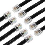 RIIEYOCA 50cm Short RJ12 Straight Wired Cable 6P6C Male to Male Flat Telephone Cord,Compatible with Data and Voice(Black,10Pack)