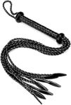 Black Nine-Tail Training Whip, 31.5 Inch Equestrian Faux Leather Horse Whip for Riding & Discipline, Durable Horse Equipment, Equestrian Whip for Horseback Training