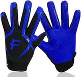 Football Receiver Gloves Youth Pair,Ultra Stick Palm Grip Gloves for Kids Age 5-14 Small Large XL Medium, Black White Blue Red Orange Durable Breathable Flexible American (Blue, Large)