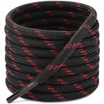 Puzeam 2 Pairs Round Shoe laces Hiking Boots Replacement Shoelaces 4.5mm Heavy Duty Work Boots Shoestrings For Men Women (Black Red, 150cm 59inch)