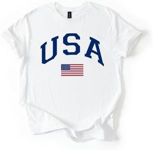 USA Patriotic Graphic T Shirt Independence Day American Flag July Fourth Unisex Tee, White, 4X-Large