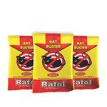 Ratol Rat Buster - Pack of 3 (50gm Each) | Fast-Acting Rat Killer for Home & Office | Safe & Effective Rodent Control