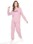 SN SWEET NIGHT Cotton Track Suit for Womens Printed Full Sleeves Top & Joggers (M, Light Pink)