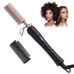 Hot Comb for Wigs, OKWRAP Hot Comb, Hot Comb Hair Straightener with LCD 120-230℃, Hot Comb for Afro Hair with Ion Technology, Hair Straightening Comb