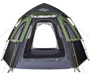 Toogh 2-3-4 Person Camping Tent 60 Seconds Easy Quick Set Up Tent Waterproof Pop Up Dome Family Hexagon Outdoor Sports Backpacking Tents Double Layer Flysheet Camping Sun Shelters & Height 66 inches