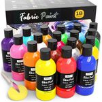 Nicpro 18 Colors Permanent Fabric Paint (8.45 oz, 250 ml) Soft Fabric Paint for Clothes, Non-Toxic Textile Paint for Fabric DIY Crafts, T-shirts, Shoes Jeans Bags Canvas for Kid Adult with Color Wheel