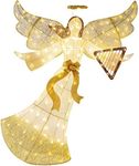 Best Choice Products 5ft Lighted Outdoor Angel Christmas Decoration, Pre-Lit Winged Holiday Figure for Lawn w/ 140 LED Lights, Harp, Bow, Halo, Zip Ties, Ground Stakes