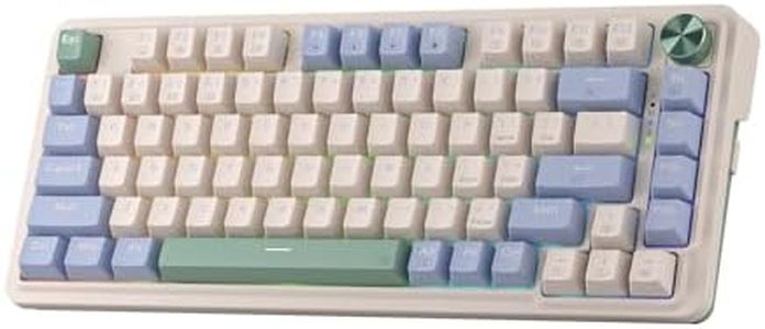 Redragon K673 PRO - Teclado para juegos RGB con junta inalámbrica 75%, 3 modos, 81 teclas, teclado mecánico compacto con enchufe de intercambio en caliente, control de perilla dedicado y almohadillas