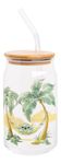 Silver Buffalo Disney Lilo and Stitch Relaxing Chilling in Hammock Island Glass Jar Tumbler with Bamboo Lid and Glass Straw, 16 Ounces