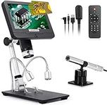 Linkmicro Digital Microscope with Endoscope Image Switchable 7 Inch Screen Two Camera Real Time Sync Play with Metal Adjustable Stand for Material Inspection, Phone Repair and SMT/BGA Soldering Tools