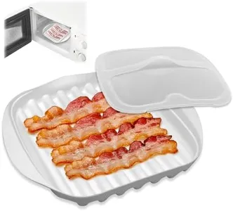 Microwave Bacon Tray With Lid, Microwave Bacon Cooker, Efficient Oil Draining Design For Healthier Crispy Bacon, Bacon Cooker For Microwave Oven, Microwave Bacon Tray For Tacos/Sausages/Hot Dogs