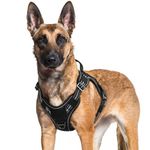 rabbitgoo Dog Harness for Large Dogs No Pull, Tactical Service Pet Vest with Molle and Control Handle, Adjustable and Reflective Military Harness for Easy Walking and Training, Black, XL