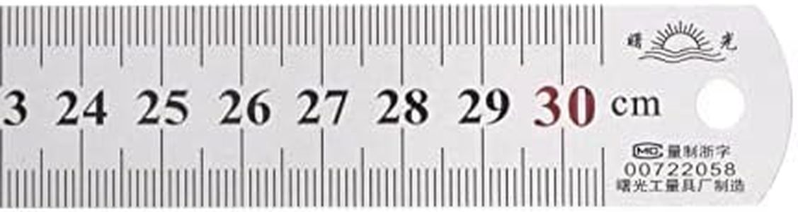 sourcing map Stainless Steel Ruler 12" Length x 1/32" Thick x 1" Wide Straight Edge Measuring Tools for Woodworking Painting Craft, Silver Tone