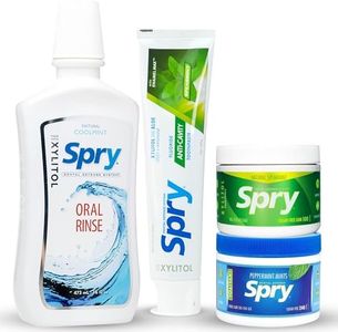 Spry Total Dental Health Kit, All Day Oral Care and Gum Health Kit Including Xylitol Sugar Free Gum, Candy Mints, Oral Rinse and Spearmint Toothpaste