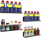 Riciakik 4 Pack Wall-Mounted Spray Bottle Holder, Aerosol Spray Can Holder Storage Rack, Heavy-Duty Paint Bottle Organizer With 20 Holes, Steel Black Spray Rack for Garage, Shop, Home or Tool Trailer