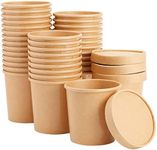 Juvale 36 Pack Disposable Soup Containers with Lids, 16 oz To Go Containers for Ice Cream, Meal Prep, Hot and Cold Foods, Oatmeal, Kraft Paper (4x4 In)