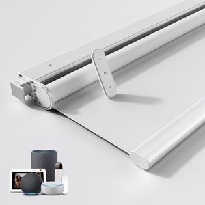 Grandekor No Drill Motorized Blinds with Remote, Roller Shade Electric Smart Remote Control Blinds, Fit for APP and Voice Control White-Light Filtering 72" W x 72" H