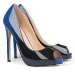 Eithy Women's Thin High Heels Pumps Platforms Shoes for Party Daily Wears, Blue Black, 7.5