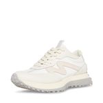 Steve Madden Women's Campo Sneaker, White/Grey, 7.5