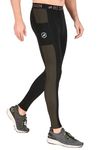 ReDesign Apparels Men's Nylon DC Pocket Compression Pant for Running, Gym and Other Sports (3XL, Black/Green)