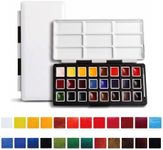 rubens Watercolor Paint Set, 24 Vivid Colors Transparent Watercolor, Artist Solid Watercolor Paint, Professional Travel Water Color, Portable Art Paint Supplier White Box for Beginner, Student, Adult