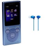 Sony NWE394L.CEW 8 GB Walkman MP3 Player with FM Radio - Blue & Sony Original In-Ear Headphones, Blue (without microphone)