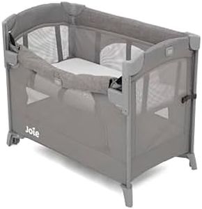 Joie Kubbie Sleep Baby Playpen - Playard/Folding Baby Bed Cum Cot/Convertible Crib, Birth to 3 Years, with One Side Drop Down and Zip Open Entry/Exit, Including Cradle Connect Strap - Foggy Grey