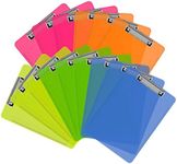 Clipboards, HERKKA 15 Pack Upgrade Plastic Clipboards Low Profile Clip Standard A4 Letter Size, Assorted Transparent Color, for Classroom and Office Use