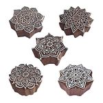 Royal Kraft Round Wooden Printing Stamps (Set of 5) - DIY Henna Fabric Textile Paper Clay Pottery Blocks Htag2209