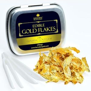 Barnabas Edible Gold Leaf 24K - Cake Decorations, Loose Gold Leaf Sheets for Cupcakes - 1.5 inches, Interleaf of 12
