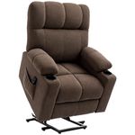 HOMCOM Power Lift Chair Recliner for Elderly, Velvet Electric Riser and Recliner Chair with Wide Seat, Remote Control, Side Pockets, Cup Holders for Living Room, Dark Brown